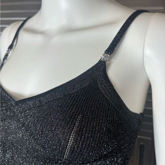 Chanel 22B Shimmering Black Tank Crop Camisole Top 40 - Picture 5 of 16